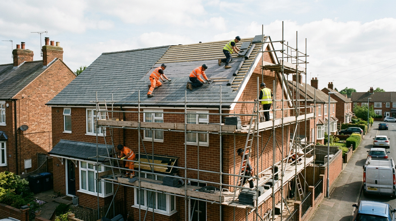 Professional construction team on site